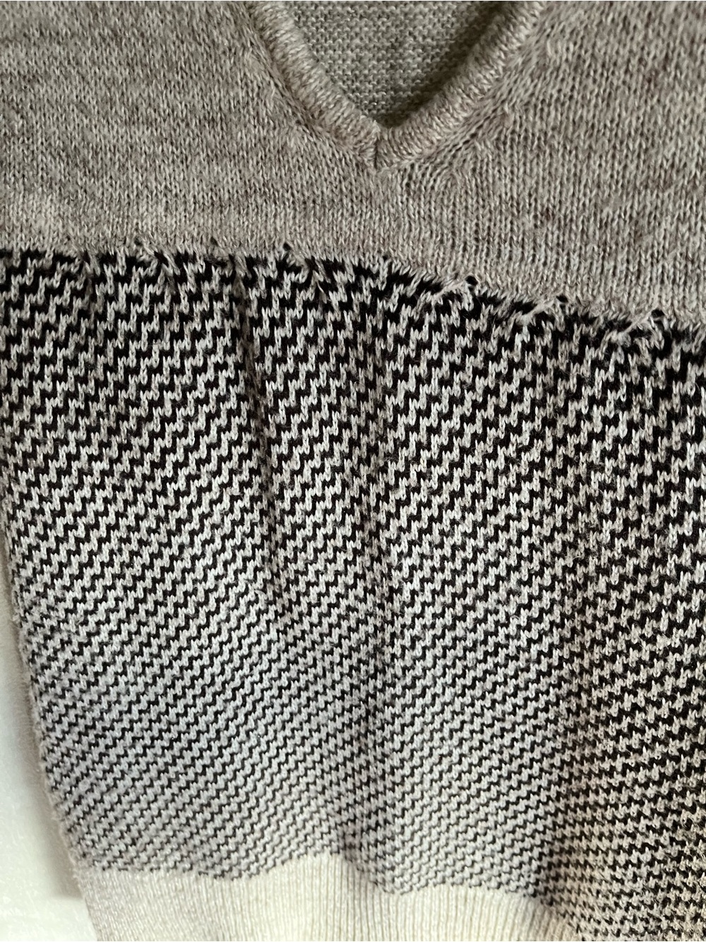 Knit V-Neck Sleeveless Sweater Dress in Taupe and brown - Picture 6 of 6